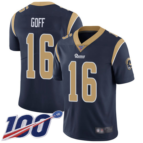 Los Angeles Rams Limited Navy Blue Men Jared Goff Home Jersey NFL Football #16 100th Season Vapor Untouchable